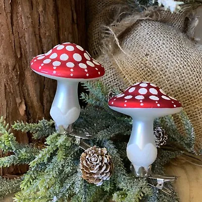 Buy 1x Glass Toadstool Clip On Christmas Tree Decoration Gisela Graham Mushroom Red • 6.99£
