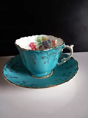 Buy Aynsley Pale Blue Cup  And Saucer • 6£