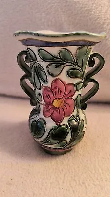 Buy Mid Century Italian Pottery Green Floral Vase 5 1/2 H Vintage Made Italy Double • 34.04£