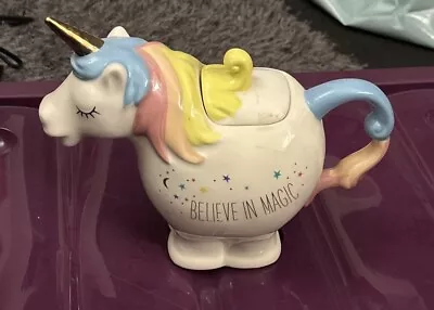Buy George Home Unicorn Shaped Novelty Teapot Tea Pot White Stoneware Rainbow Magic • 7.50£