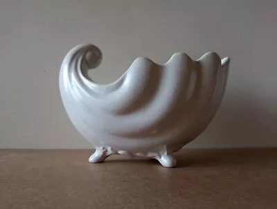 Buy Rare BRETBY 1930s Art Deco White Clam Shell Mantle Ceramic Vase Planter Pot • 40£