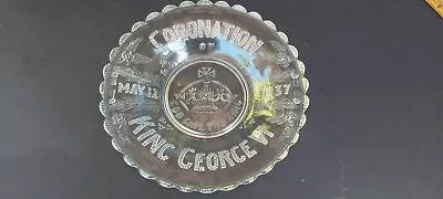 Buy 1937 King George VI Coronation Pressed Clear Glass Ornametal Coronation Plate  • 16.70£