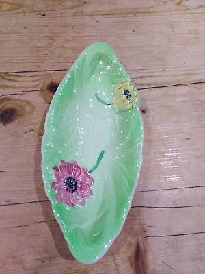 Buy Vintage  - SHORTER & SON  - Staffordshire  - Hand - Painted Oval Dish - Dahlia • 10£