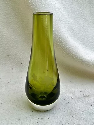 Buy Vintage Studio Glassware Green Glass Bud Vase Mid Century • 22.99£
