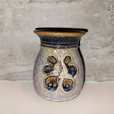 Buy Art Studio Pottery Round Vase W/3-D Butterfly Speckled Glaze 3.5” Tall Signed? • 18.25£