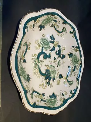 Buy Vintage Mason's Ironstone 'Chartreuse' Green And Gilt Shallow Serving Dish • 18.99£