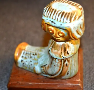 Buy Blue Mountain Pottery GIRL On Wood Stand Noah’s Ark Collection RARE HTF Vintage • 143.86£