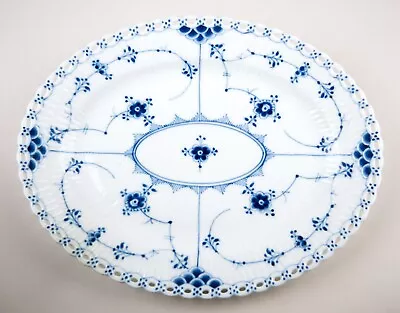 Buy Antique Royal Copenhagen Blue Fluted Full Lace 10  Oval Serving Platter #1146 • 337.98£