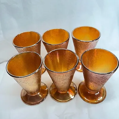 Buy Glassware Carnival Crackle Marigold Orange Goblet Vintage Great Condition • 47.44£