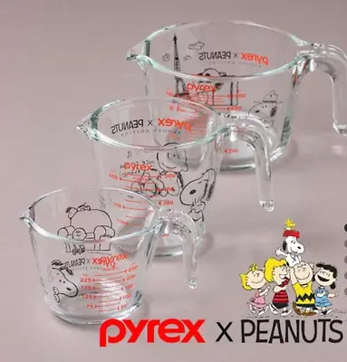 Buy Pyrex X Snoopy Measuring Cup Tempered Glass Heat Resistant 3 Size Set • 121.73£