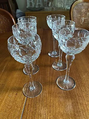 Buy Royal Brierley Cut Glass Crystal Hock Glasses X 6 Etched • 79.99£