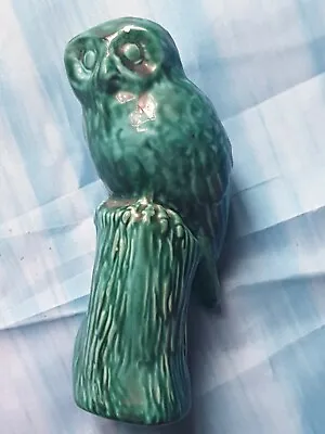 Buy 7 Inch Vintage Turquoise Ceramic Owl On Tree Stump Figurine. • 10£