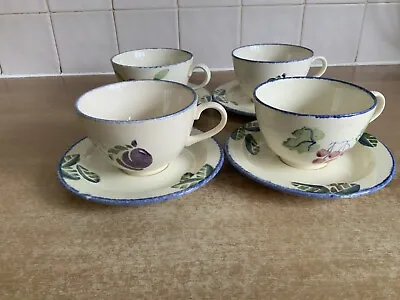 Buy Poole Handpainted Pottery - Dorset Fruits - 4 X Cups & Saucers • 32£