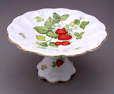 Buy Rosina China - Queen's - Virginia Strawberry -  Comport - Cake Stand - Gold Trim • 15£