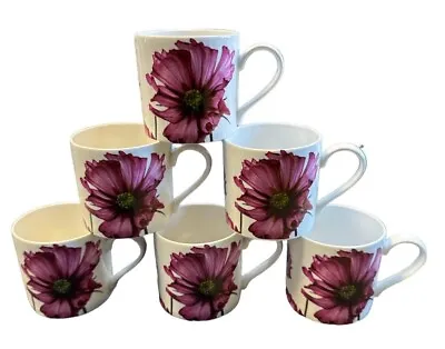 Buy 6 Rose Flower Mugs Fine Bone China  - Large Tea Mugs Coffee Cups Set 400ml • 24.99£