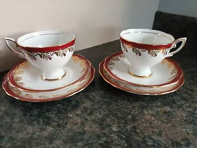 Buy 2 X Royal Standard Fine Bone China Trio Cups & Saucers & Side Plates - S6 • 10£