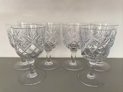 Buy Cut Glass Wine Glasses/Lead Crystal? X 6 Excellent Condition  • 12£