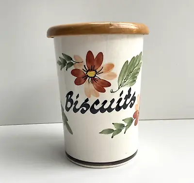 Buy Vintage Retro Hand Painted Toni Raymond Pottery Biscuit Jar Cannister Wooden Lid • 11.99£