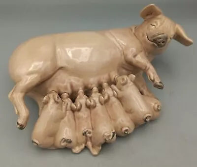 Buy Heredities The Charm Of Creamware Sow Pig With Fedding Piglets VGC • 12.99£