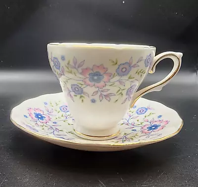 Buy Avon Blue Blossoms Floral Tea Cup & Saucer England Fine Bone China 1974 • 15.85£