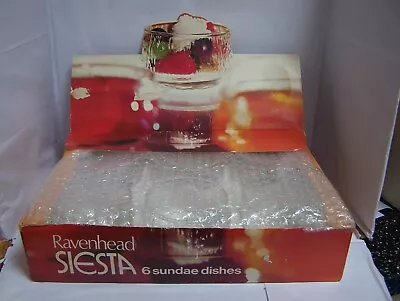 Buy 6 X Vintage Retro 1970s Ravenhead Siesta Glass Sundae Dishes / Bowls • 12.50£