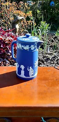 Buy Antique Wedgewood Jug/Coffee Pot Blue Jasperware • 25£