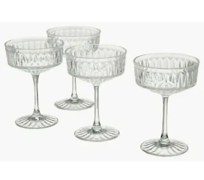 Buy Ikea Champagne SALLSKAPLIG Coupe Clear Glass Patterned Glassware SET OF 4 NEW • 22£