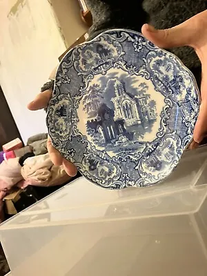Buy George Jones & Sons Flow Blue And White Porcelain Plate - Abbey 1790 Circa 1925. • 15£