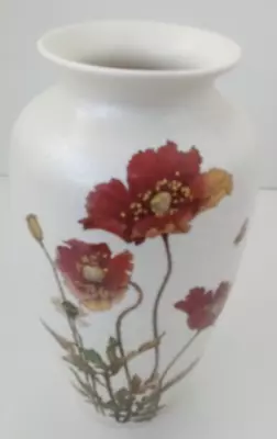 Buy Poole Pottery Wild Poppy & Bee 10.5  Tall White/Floral Vase • 15£