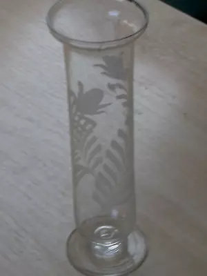 Buy Fine Etched  Glass Vase , Feather/ Floral Decoration • 5£