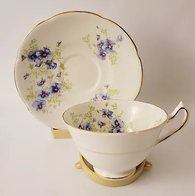 Buy Rare Vintage Fine Bone China Collingwood England Violets Floral Teacup Saucer • 14.48£