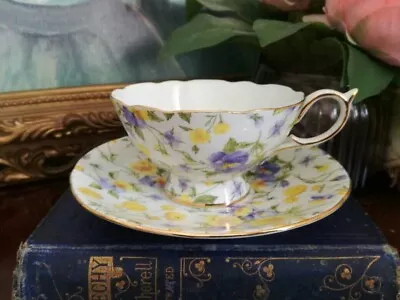Buy Vintage Lord Nelson Ware China Chintz Duo - Yellow Blue  Chintz Cup & Saucer • 14£