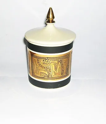Buy Wade England China - Finial Lidded Pot - Abstract Design In Gold/Black/White. • 30£