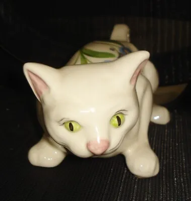 Buy  Vintage Big Italian Pottery Cat Figurine Beautiful Flowery Design Nr • 33.18£