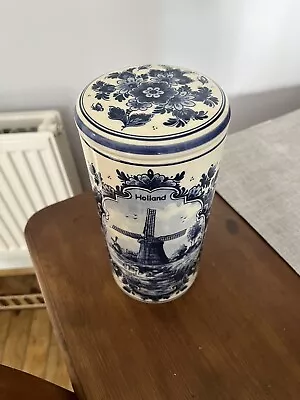 Buy Delft Blue And White Pottery Vase With Lid. • 15£