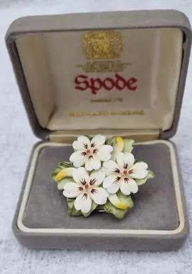 Buy Vintage Spode Bone China Porcelain Flower Gold Tone Pin Brooch • 13.99£