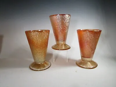 Buy Vintage Jeannette Style Carnival Glass Marigold Crackle Footed  Tumblers SET 3 • 14.17£