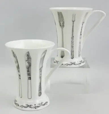 Buy 2x Johnson Brothers Bone China Tea / Coffee Mugs - 11.5cm / 220ml - Knife & Fork • 12£