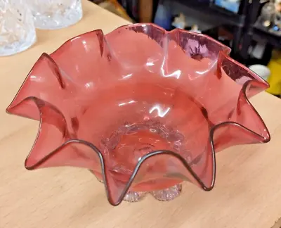 Buy Original Antique Victorian Cranberry Glass { Rough Pontil } Hand Blown Perfect • 7.99£