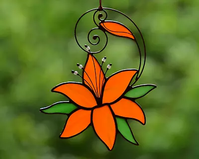 Buy Stained Glass Lily Suncatcher, Windows Hangings Decoration, Garden Ornament • 43.16£