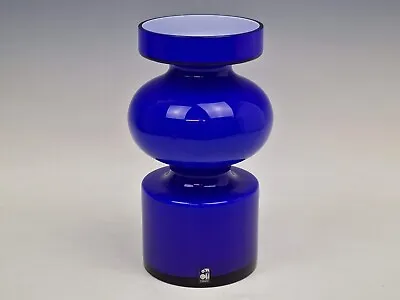 Buy Alsterfors Swedish Vintage 1960s Cobalt Blue Art Glass Vase By Per-Olof Ström • 250£