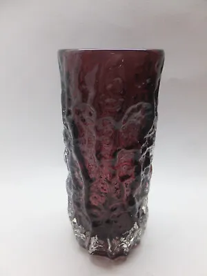 Buy Whitefriars Aubergine Art Glass Medium Bark Vase, Pat 9690 • 125£