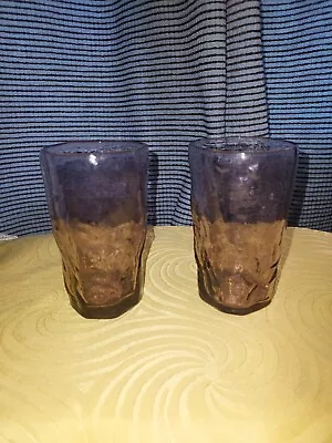 Buy Set Of 2 Morgantown Seneca Driftwood Purple MCM Crinkle Textured Juice Glasses • 9.49£