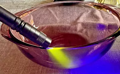 Buy Vintage Purple Transparent Vaseline Glass PYREX Bowl With Handles • 26.46£