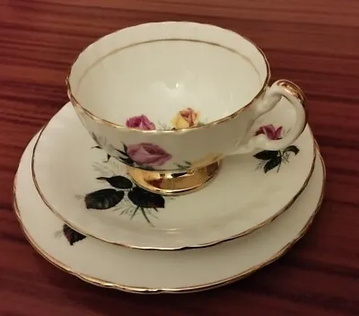 Buy Vintage Aynsley Bone China Trio Tea Set Roses Gilt Edged - Mother’s Day Gift • 21.95£