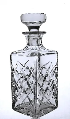 Buy Vintage Heavy Lead Crystal Cut Glass Square Whisky Decanter  - 26cm, 2.2kg • 30£