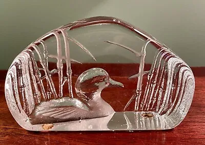 Buy Kosta Sweden Mats Jonasson Duck In Reeds Glass Sculpture • 15£