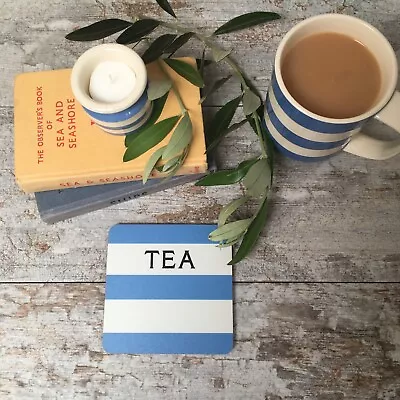 Buy Cornishware Inspired Blue TEA Stripe Coaster • 4.50£