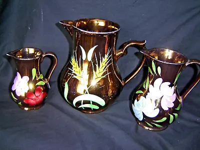Buy Set Of Three Graduated Gold Lustre Jugs--wade And Oldcourt • 4.99£