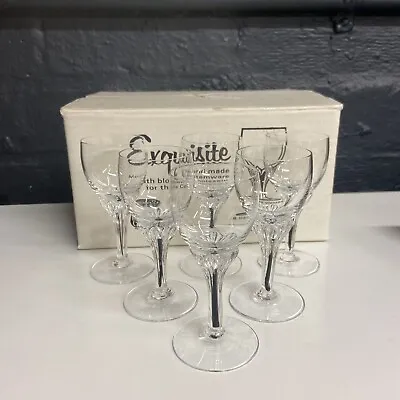 Buy Vintage Bohemia Crystal Glasses With Black Stripe In Stem Boxed Exquisite B64 • 22.99£